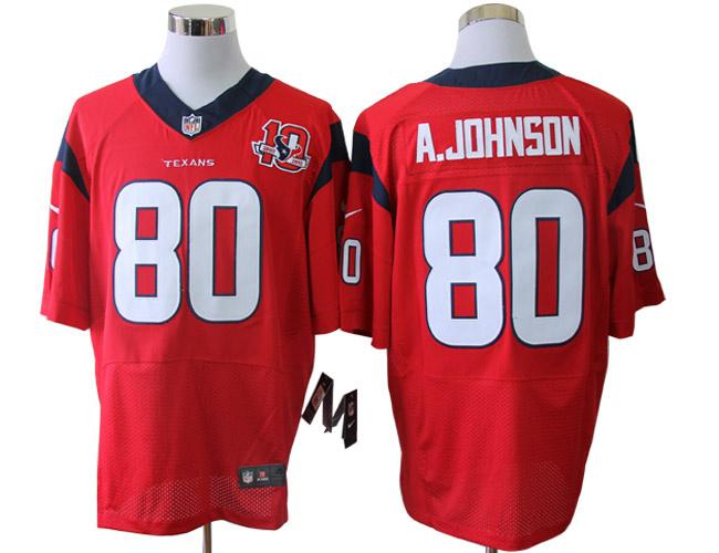 2012 NEW NFL Houston Texans 80 Andre Johnson Red Jerseys W 10th Patch (Elite)
