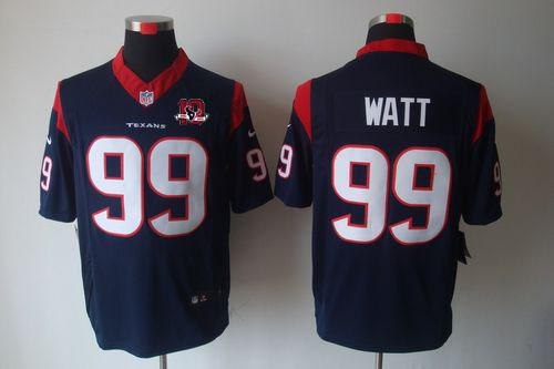 2012 NEW NFL Houston Texans 99 J.J. Watt Blue Jerseys W 10th Patch (Limited)