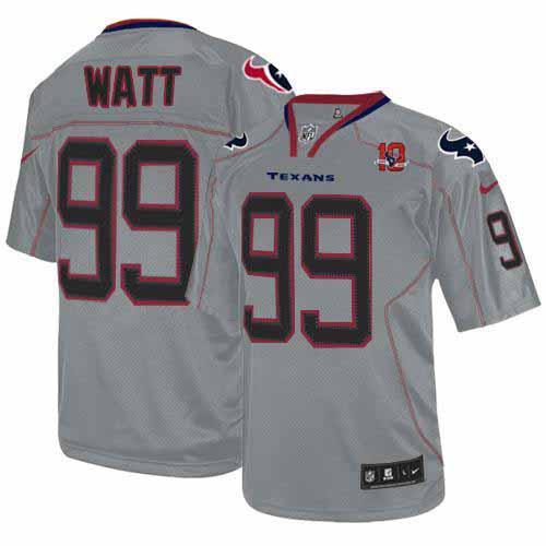 2012 NEW NFL Houston Texans 99 J.J. Watt Grey Jerseys W 10th Patch(Elite)