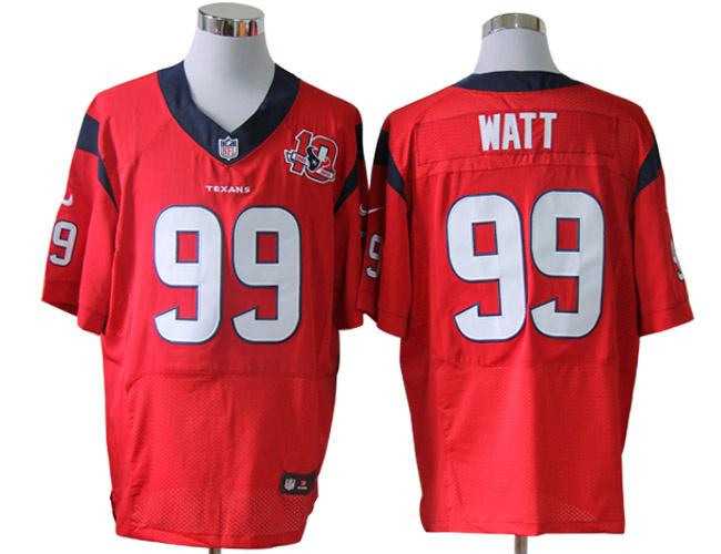 2012 NEW NFL Houston Texans 99 Watt Red Jerseys W 10th Patch (Elite)