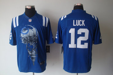 2012 NEW NFL Indianapolis Colts 12 Andrew Luck Blue Jerseys (Helmet Tri-Blend Limited)