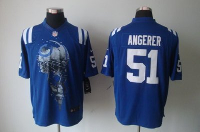 2012 NEW NFL Indianapolis Colts 51 Pat Angerer Blue Jerseys (Helmet Tri-Blend Limited)