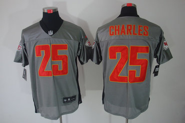 2012 NEW NFL Kansas City Chiefs 25 Jamaal Charles Grey Shadow Jerseys