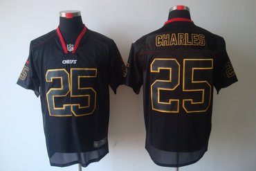 2012 NEW NFL Kansas City Chiefs 25 Jamaal Charles Lights Out Black Elite Jerseys