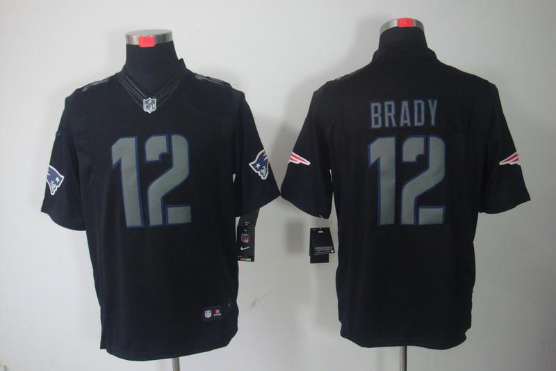 2012 NEW NFL New England Patriots 12 Tom Brady Black Jerseys (Impact Limited)