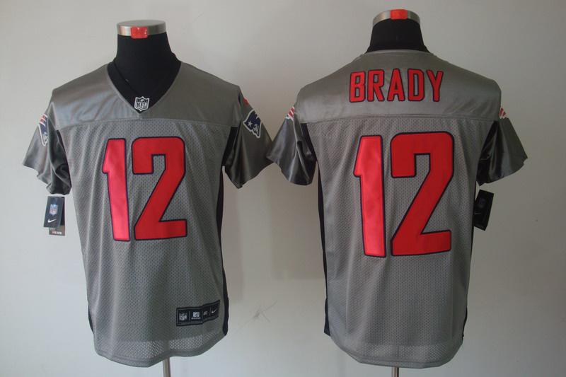 2012 NEW NFL New England Patriots 12 Tom Brady Grey Shadow Jerseys