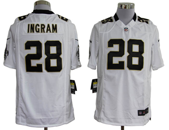 2012 NEW NFL New Orleans Saints #28 Mark Ingram White Jerseys (Game)