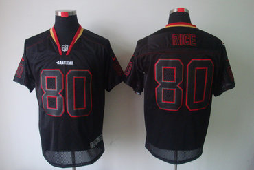 2012 NEW NFL San Francisco 49ers 80 Rice Lights Out Black Elite Jerseys