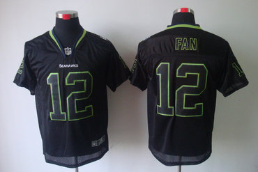 2012 NEW NFL Seattle Seahawks 12 Fan Lights Out Black Elite Jerseys