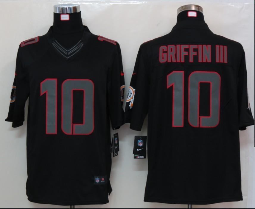 2012 NEW NFL Washington Redskins 10 Robert Griffin III Black Jerseys (Impact Limited)