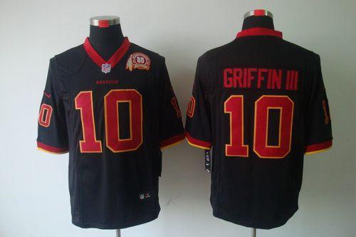 2012 NEW NFL Washington Redskins 10 Robert Griffin III Black Jerseys W 80TH Patch (Game)