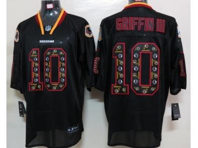 2012 NEW NFL Washington Redskins 10 Robert Griffin III Lights Out Black Elite Jerseys