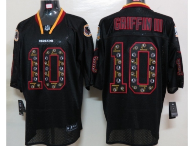 2012 NEW NFL Washington Redskins 10 Robert Griffin III Lights Out Black Elite Jerseys