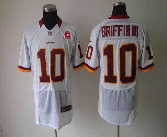 2012 NEW NFL Washington Redskins 10 Robert Griffin III White Jerseys W 80TH Patch (Elite)