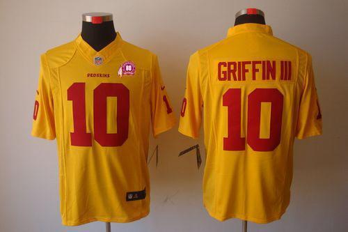 2012 NEW NFL Washington Redskins 10 Robert Griffin III Yellow Jerseys W 80TH Patch(Limited)