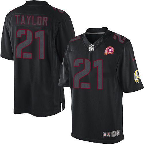 2012 NEW NFL Washington Redskins 21 Fred Taylor Black Jerseys W 80TH Patch(Impact Limited)