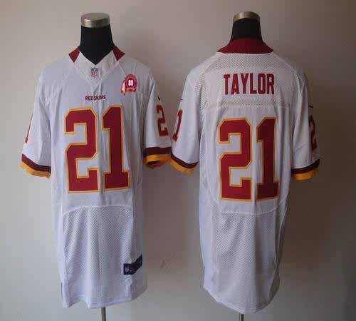 2012 NEW NFL Washington Redskins 21 Fred Taylor White Jerseys W 80TH Patch (Elite)