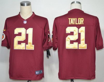2012 NEW NFL Washington Redskins 21 Sean Taylor Red Jerseys Gold Numbers(Game)