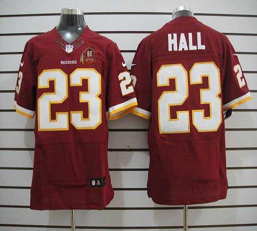 2012 NEW NFL Washington Redskins 23 DeAngelo Hall Red Jerseys W 80TH Patch(Elite)