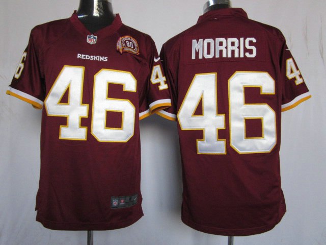 2012 NEW NFL Washington Redskins 46 Alfred Morris Red W 80TH Patch Jerseys(Game)