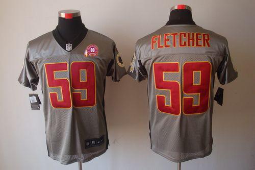 2012 NEW NFL Washington Redskins 59 London Fletcher Grey Shadow Jerseys W 80TH Patch