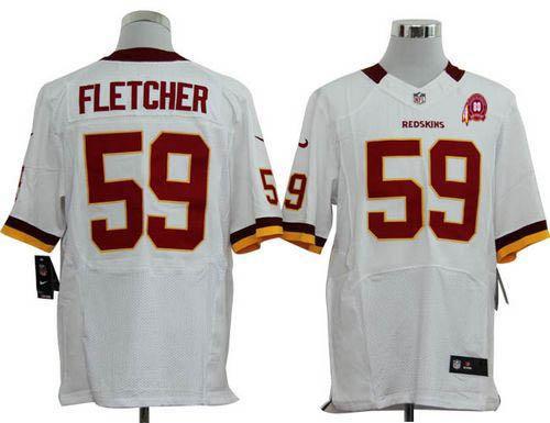 2012 NEW NFL Washington Redskins 59 London Fletcher White Jerseys W 80TH Patch (Elite)