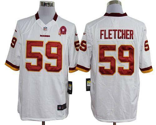 2012 NEW NFL Washington Redskins 59 London Fletcher White Jerseys W 80TH Patch (Game)