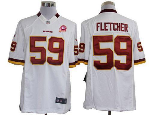 2012 NEW NFL Washington Redskins 59 London Fletcher White Jerseys W 80TH Patch(Limited)