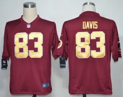 2012 NEW NFL Washington Redskins 83 Fred Davis Red Jerseys Gold Numbers(Game)