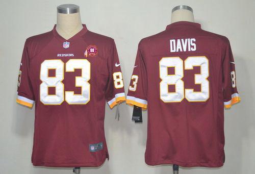 2012 NEW NFL Washington Redskins 83 Fred Davis Red Jerseys W 80TH Patch (Game)