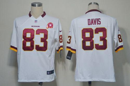 2012 NEW NFL Washington Redskins 83 Fred Davis White Jerseys W 80TH Patch (Game)