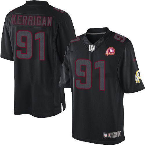 2012 NEW NFL Washington Redskins 91 Ryan Kerrigan Black Jerseys W 80TH Patch(Impact Limited)