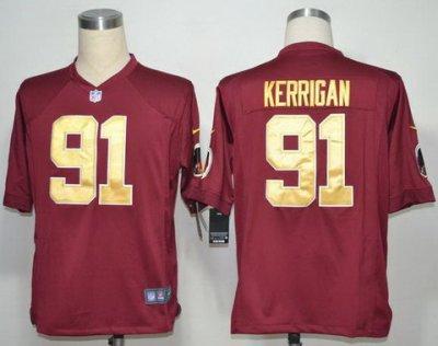 2012 NEW NFL Washington Redskins 91 Ryan Kerrigan Red Jerseys Gold Numbers(Game)