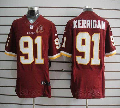 2012 NEW NFL Washington Redskins 91 Ryan Kerrigan Red Jerseys W 80TH Patch (Elite)
