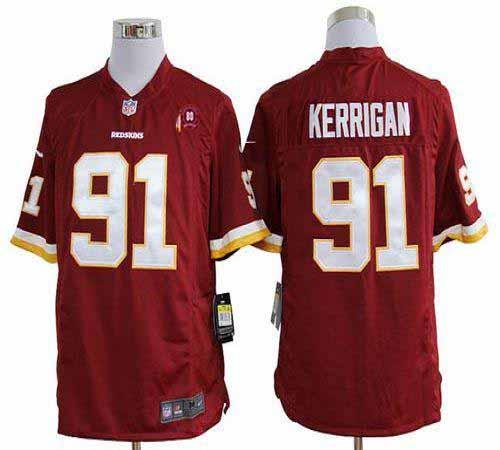 2012 NEW NFL Washington Redskins 91 Ryan Kerrigan Red Jerseys W 80TH Patch (Game)
