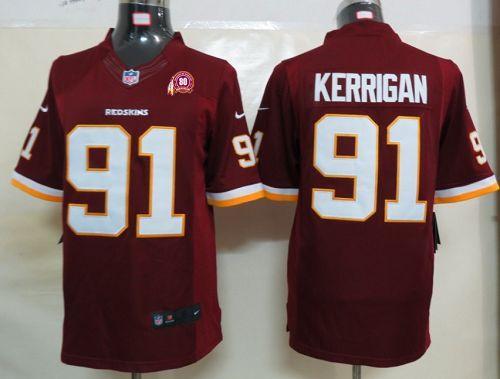 2012 NEW NFL Washington Redskins 91 Ryan Kerrigan Red Jerseys W 80TH Patch(Limited)