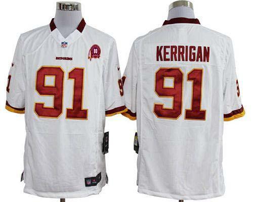 2012 NEW NFL Washington Redskins 91 Ryan Kerrigan White Jerseys W 80TH Patch (Game)