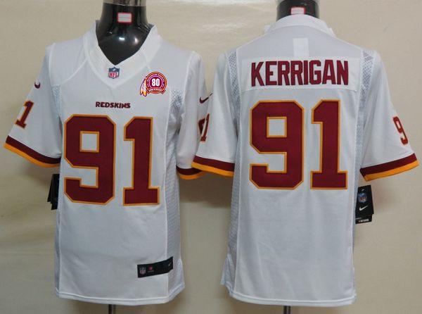 2012 NEW NFL Washington Redskins 91 Ryan Kerrigan White Jerseys W 80TH Patch(Limited)