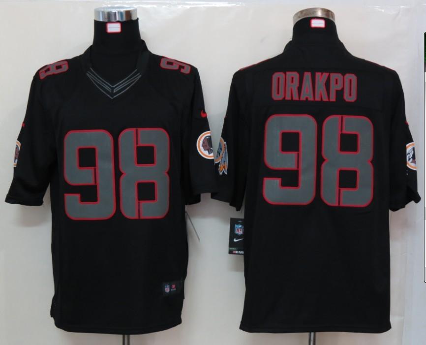 2012 NEW NFL Washington Redskins 98 Brian Orakpo Black Jerseys (Impact Limited)