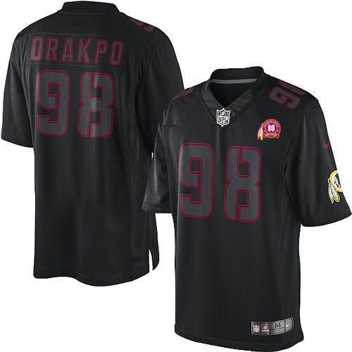 2012 NEW NFL Washington Redskins 98 Brian Orakpo Black Jerseys W 80TH Patch(Impact Limited)