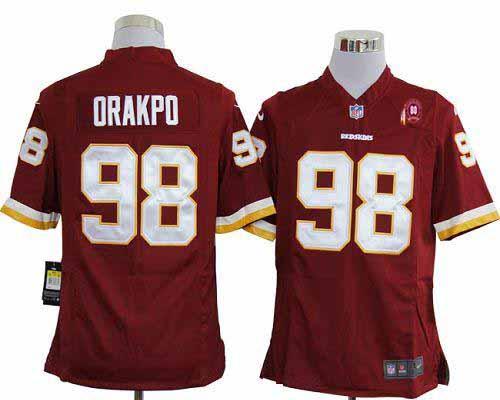 2012 NEW NFL Washington Redskins 98 Brian Orakpo Red Jerseys W 80TH Patch (Game)