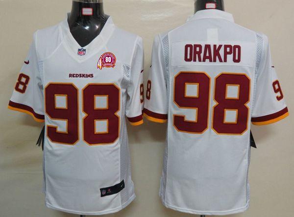 2012 NEW NFL Washington Redskins 98 Brian Orakpo White Jerseys W 80TH Patch(Limited)