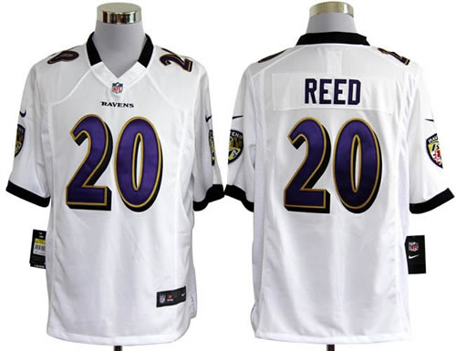 2012 NEW Baltimore Ravens 20 Ed Reed  White Jerseys (Game)