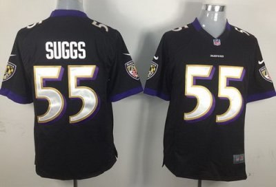 2012 NEW NFL Baltimore Ravens 55 Terrell Suggs Black Jerseys (Game)