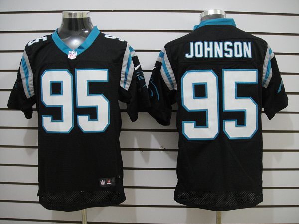 2012 NEW NFL Carolina Panthers 95 Charles Johnson Black Jerseys (Elite)