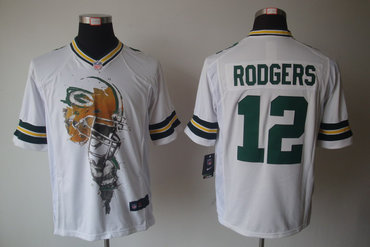 2012 NEW NFL Green Bay Packers 12 Aaron Rodgers White Jerseys (Helmet Tri-Blend Limited)