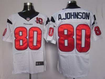 2012 NEW NFL Houston Texans 80 Andre Johnson White Jerseys W 10th Patch (Elite)