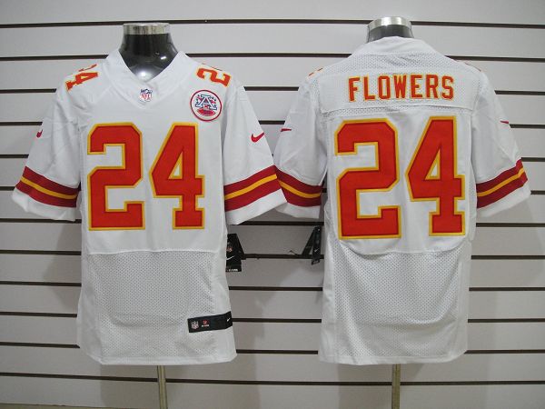 2012 NEW NFL Kansas City Chiefs 24 Flowers White Jerseys (Elite)