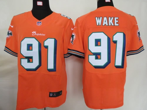 2012 NEW NFL Miami Dolphins 91 Cameron Wake Orange Jerseys (Elite)