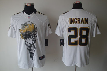 2012 NEW NFL New Orleans Saints 28 Mark Ingram White Jerseys (Helmet Tri-Blend Limited)